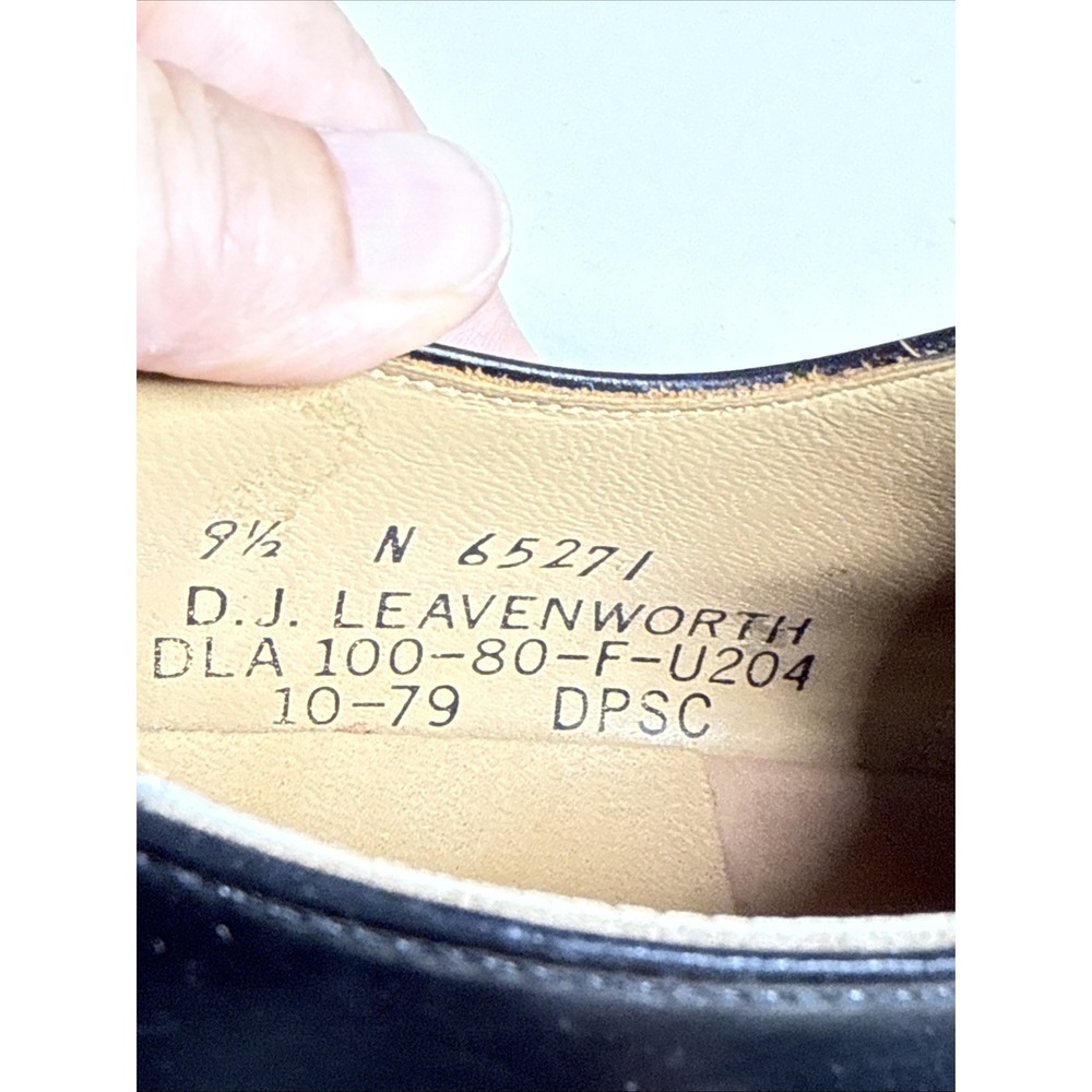 Vintage 1979 US Navy Service Shoes D.J. Leavenworth Men's 9.5N Black Leather - Picture 7 of 10